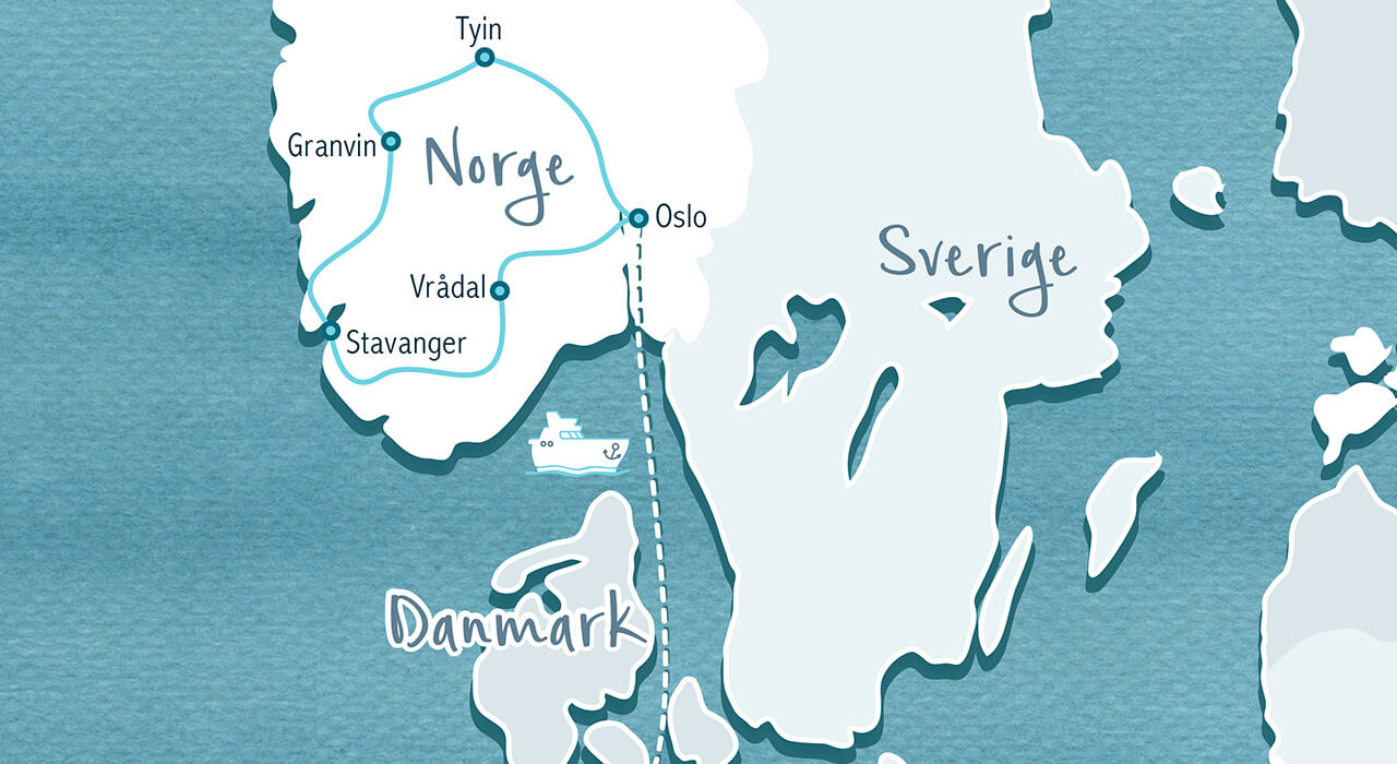 Fjordkind Reisen Karte gezeichnet von Nina Heinke