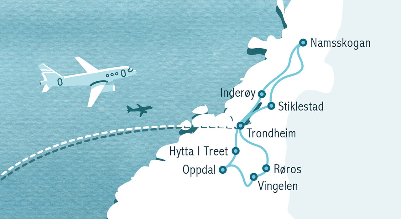 Karte mit den Ländern Island, Norwegen, Dänemark, Schweden und Finnland