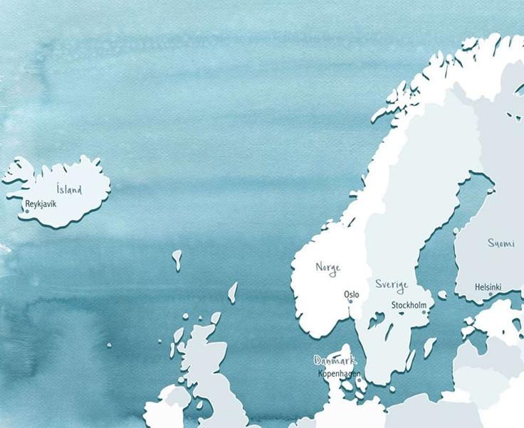 eine illustrierte Karte von Skandinavien und Nordeuropa