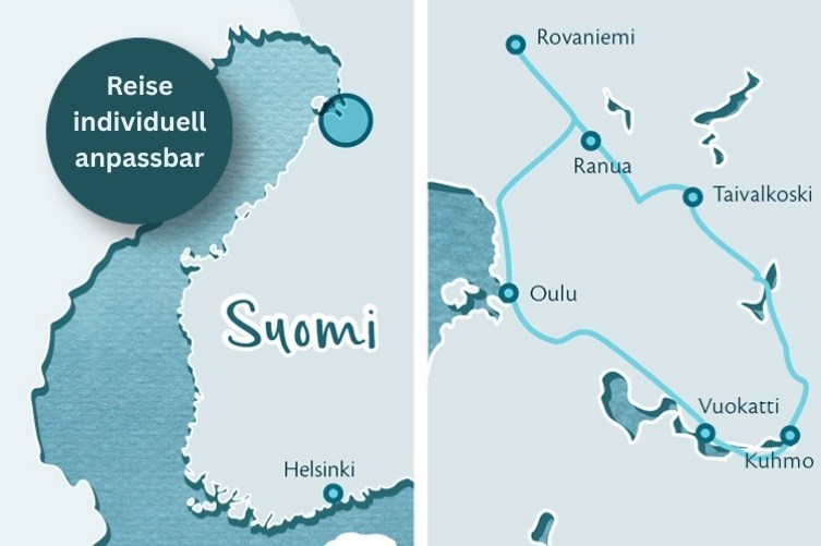 Karte der reise mit eingezeichneter Route.