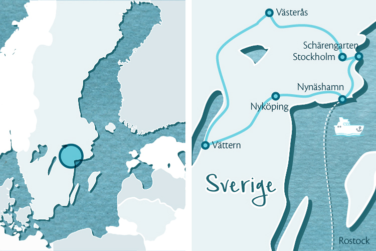 Karte Rundreise ab Stockholm