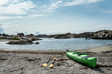 Kajak am Strand im Schärengarten