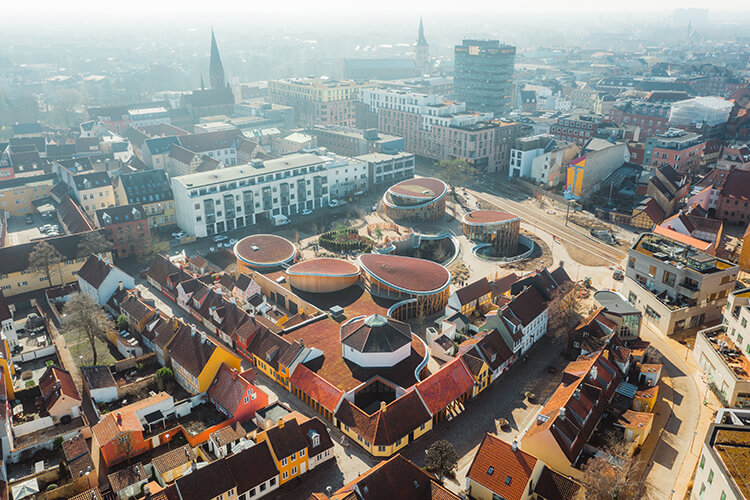 Eine Stadt von oben.